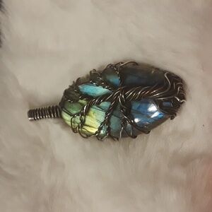 Handcrafted Wire Wrapped Labradorite Tree of Life Pendant Sterling Silver Wrap
